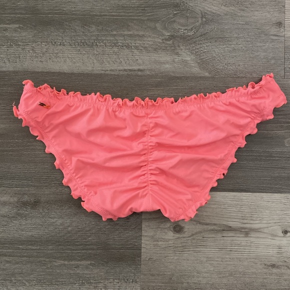 Victoria's Secret Ruffle Cheeky Scrunch Bikini Bottom Womens Large Peach Coral - Picture 2 of 5